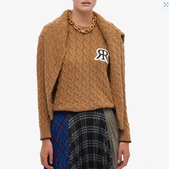 ROKH CABLE KNIT WITH TIE DETAIL TOFFEE - Picture 2 of 6